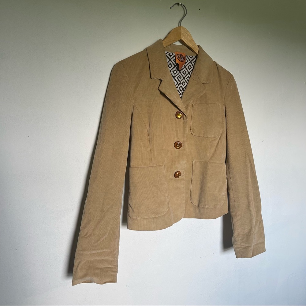 Tory Burch stretch Tan Corduroy Blazer jacket (s5)